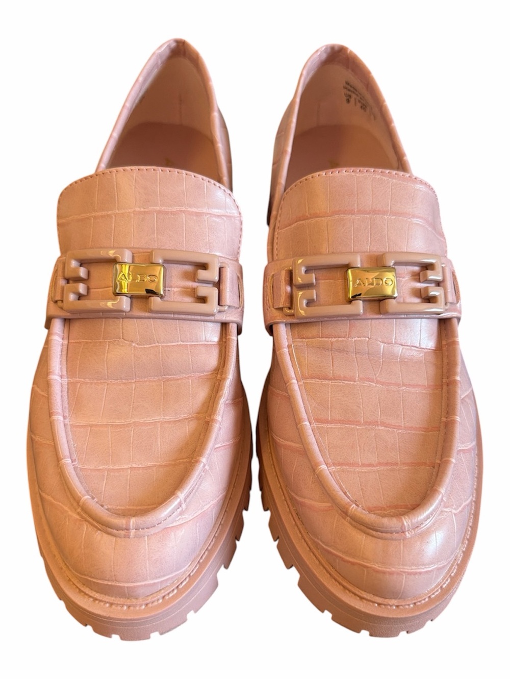 ALDO Tobey Pink Croc Chunky Lug Sole Loafers - Size 9 / 40